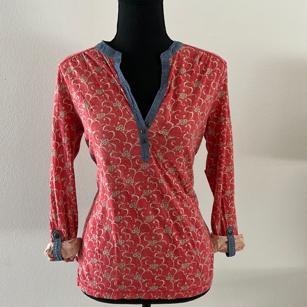 Ralph Lauren Floral half button pop over blouse